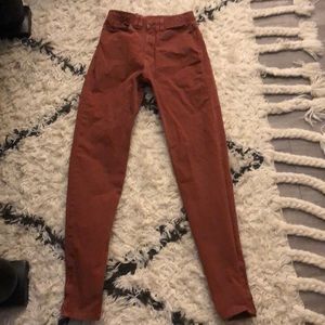 High waisted burnt orange jeans
